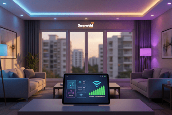 A modern Pune apartment living room showcasing smart home upgrades Pune with automated LED lighting.