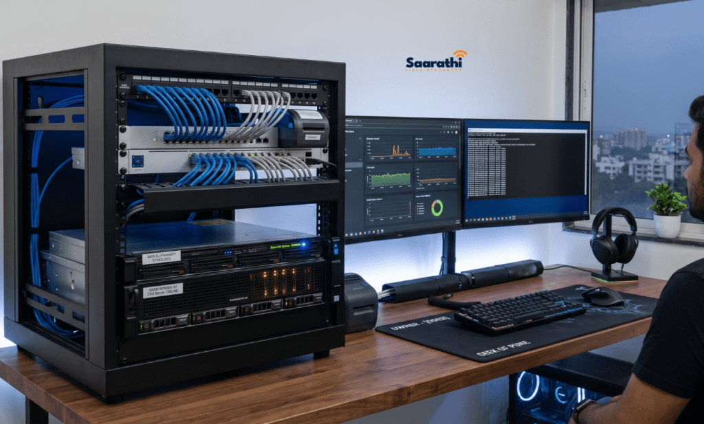 A home mini server rack used for hosting dedicated game servers which requires a permanent static IP address.