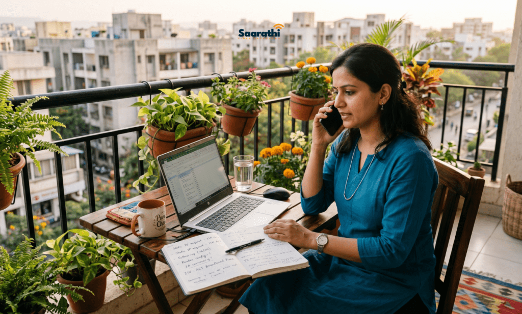 Calling internet provider customer support to request a static IP for remote work India.